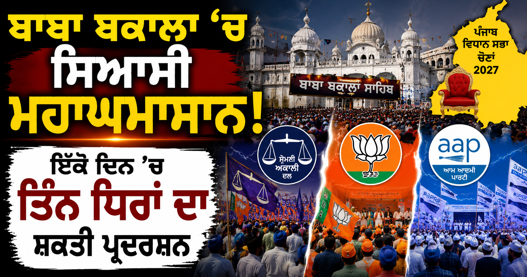 ਬਾਬਾ ਬਕਾਲਾ ’ਚ ਸਿਆਸੀ ਮਹਾਘਮਾਸਾਨ! ਇੱਕੋ ਦਿਨ ’ਚ ਤਿੰਨ ਧਿਰਾਂ ਦਾ ਸ਼ਕ...
