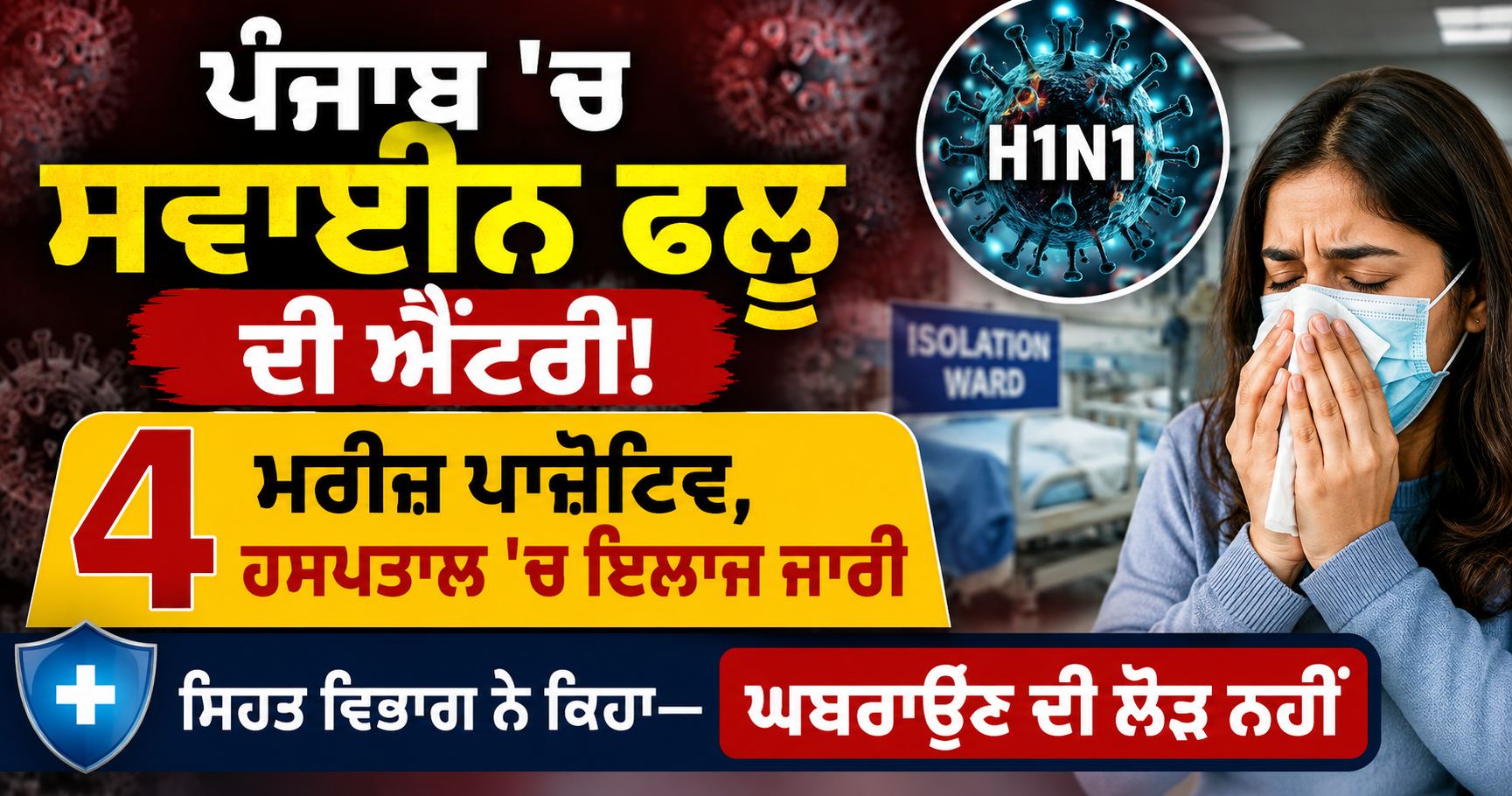 ਪੰਜਾਬ ’ਚ ਸਵਾਈਨ ਫਲੂ ਦੀ ਐਂਟਰੀ! 4 ਮਰੀਜ਼ ਪਾਜ਼ੇਟਿਵ, ਹਸਪਤਾਲ ’ਚ ਇਲਾਜ ਜਾਰੀ; ਸਿਹਤ ਵਿਭਾਗ ਨੇ ਕਿਹਾ—ਘਬਰਾਉਣ ਦੀ ਲੋੜ ਨਹੀਂ